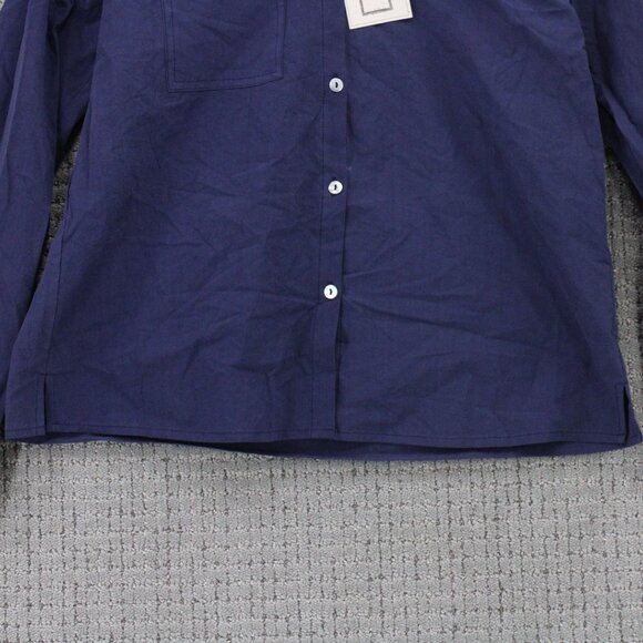 Mo:vint By Anthropologie Shirt Women Small Navy Blue Button Down Long Sleeve NWT - Picture 4 of 9